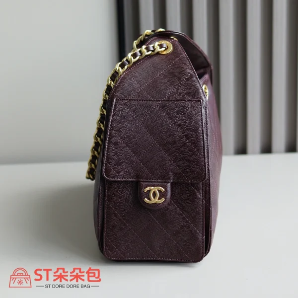 高仿香奈兒/Chanel Hobo 小號酒紅色鏈條手提包：圖片 4