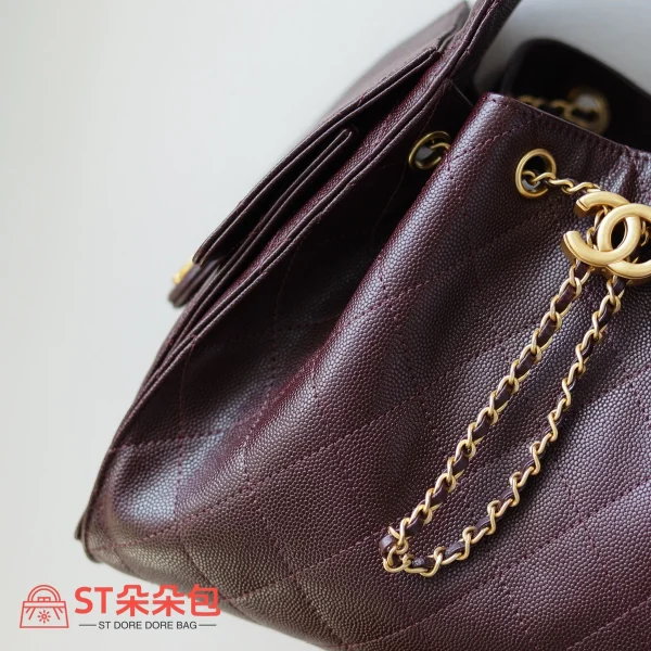 高仿香奈兒/Chanel Hobo 小號酒紅色鏈條手提包：圖片 6