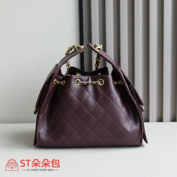高仿香奈兒/Chanel Hobo 小號酒紅色鏈條手提包：圖片 10