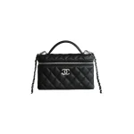 高仿香奈兒/Chanel Vanity Case 手提斜挎兩用盒子包 黑色