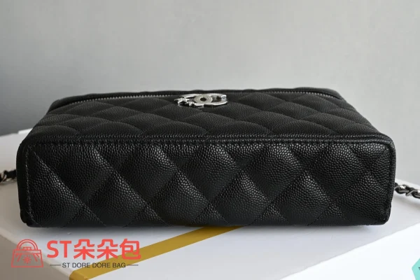 高仿香奈兒/Chanel Vanity Case 手提斜挎兩用盒子包 黑色：圖片 4