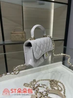 高仿香奈兒/Chanel Classic Flap系列 Mini帶手柄淺灰色：圖片 4