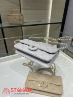 高仿香奈兒/Chanel Classic Flap系列 Mini帶手柄淺灰色：圖片 5