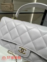 高仿香奈兒/Chanel Classic Flap系列 Mini帶手柄淺灰色：圖片 6