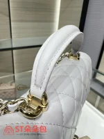 高仿香奈兒/Chanel 25S 19系列淺灰色手提口蓋包：圖片 7