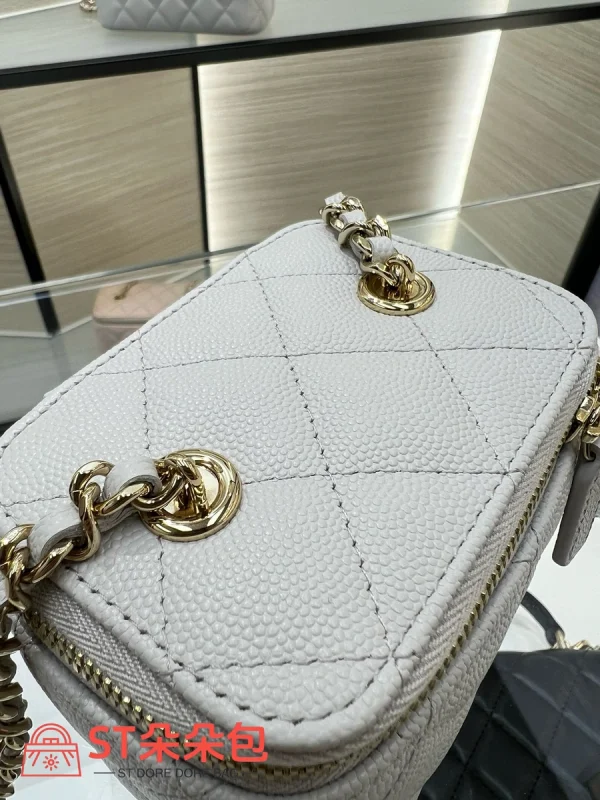 高仿香奈兒/Chanel Wallet on Chain 淺灰色迷你菱格紋鏈條零錢包：圖片 7