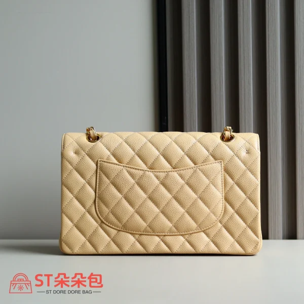 高仿香奈兒/Chanel Classic Flap 中號杏色魚子醬牛皮肩背包：圖片 10