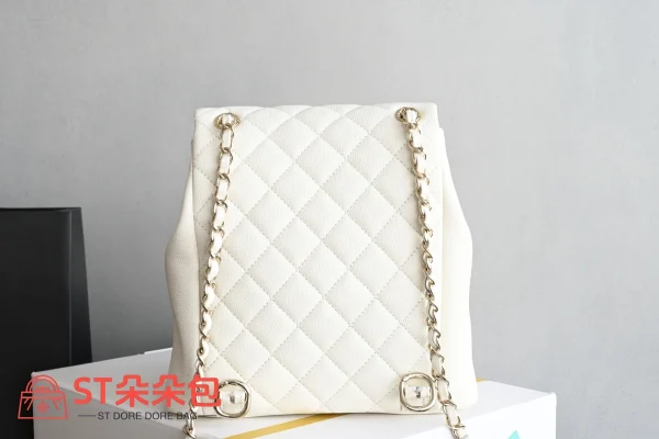 高仿香奈兒/Chanel Coco Backpack經典菱格紋白色雙肩包：圖片 3