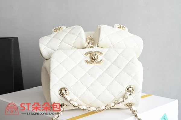 高仿香奈兒/Chanel Coco Backpack經典菱格紋白色雙肩包：圖片 6