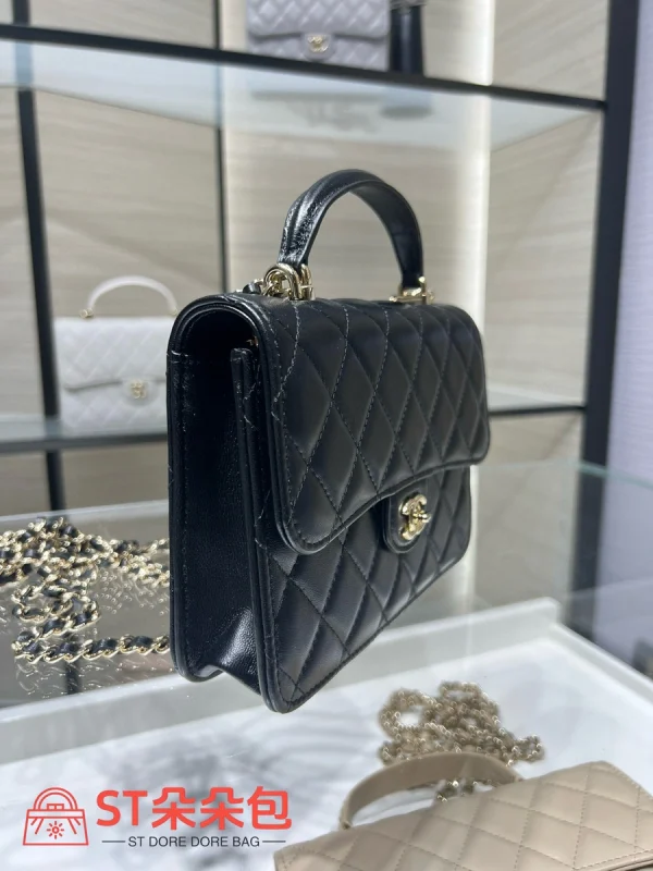 高仿香奈兒/Chanel Coco Handle 黑色手提肩背包：圖片 4