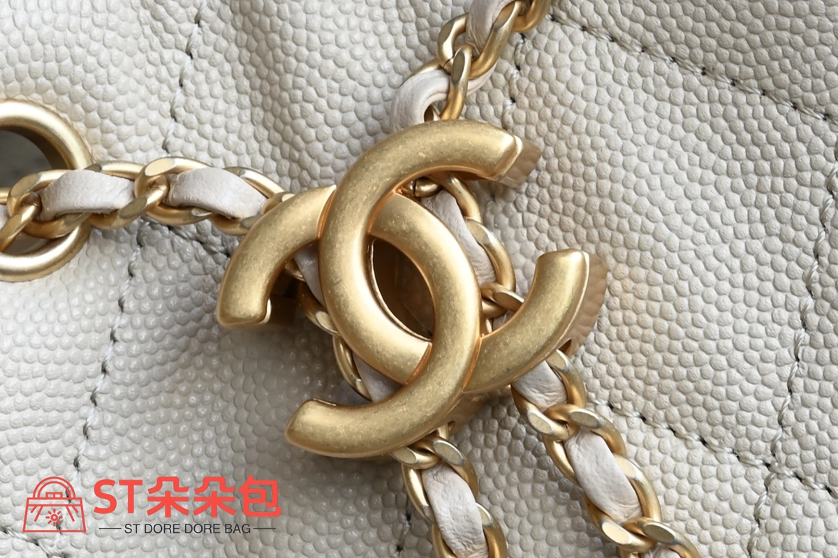 高仿香奈兒/Chanel 25C 菱格紋抽繩鏈條手提包 米白色 6 高仿香奈兒/Chanel 25C 菱格紋抽繩鏈條手提包 米白色
