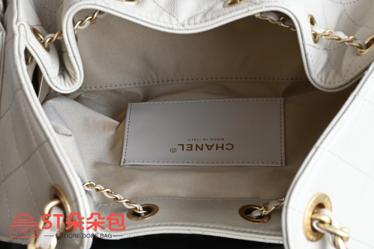 高仿香奈兒/Chanel 25C 菱格紋抽繩鏈條手提包 米白色 10 高仿香奈兒/Chanel 25C 菱格紋抽繩鏈條手提包 米白色