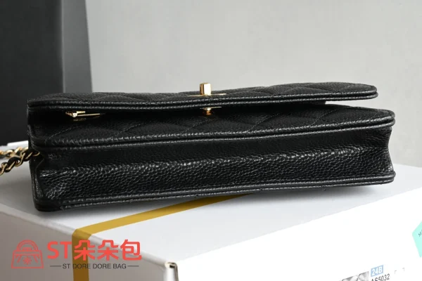 高仿香奈兒/Chanel WOC 菱格紋鏈條錢包 黑色：圖片 4