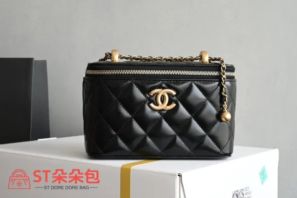 高仿香奈兒/Chanel Vanity Case 黑色帶鏈條化妝包：圖片 2