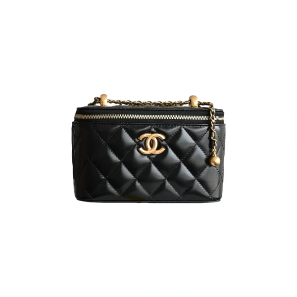 高仿香奈兒/Chanel Vanity Case 黑色帶鏈條化妝包