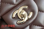 高仿香奈兒/Chanel Premiere 菱格紋雙C扣手柄鏈條包 深棕色：圖片 7