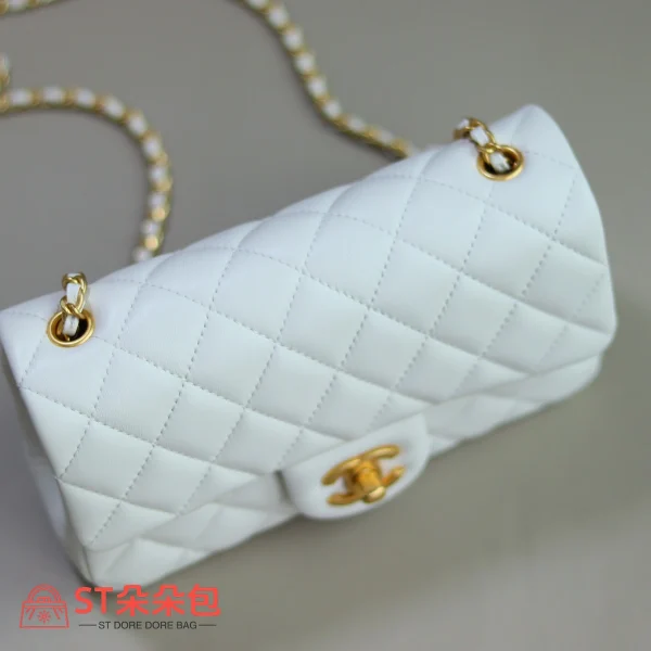 高仿香奈兒/Chanel Classic Flap 金球款 白色大mini：圖片 5