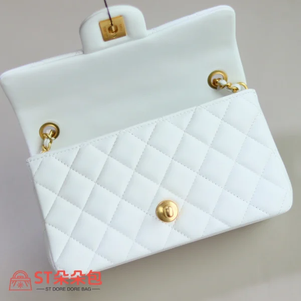 高仿香奈兒/Chanel Classic Flap 金球款 白色大mini：圖片 7
