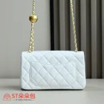 高仿香奈兒/Chanel Classic Flap 金球款 白色大mini：圖片 10