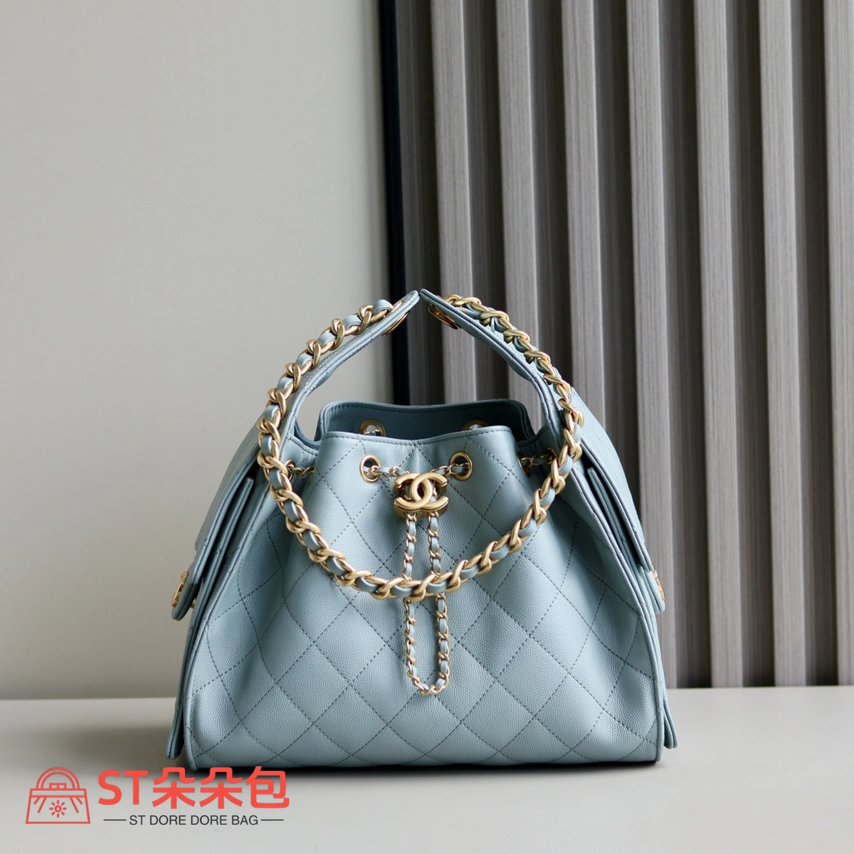 高仿香奈兒/Chanel Hobo 菱格紋手提包 淺藍色 小號 2 高仿香奈兒/Chanel Hobo 菱格紋手提包 淺藍色 小號