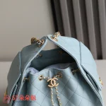 高仿香奈兒/Chanel Hobo 菱格紋手提包 淺藍色 小號：圖片 4
