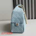 高仿香奈兒/Chanel Hobo 菱格紋手提包 淺藍色 小號：圖片 5