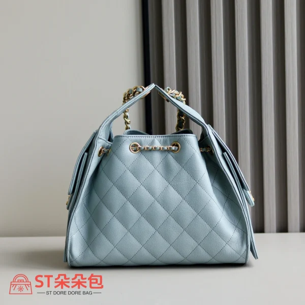 高仿香奈兒/Chanel Hobo 菱格紋手提包 淺藍色 小號：圖片 10