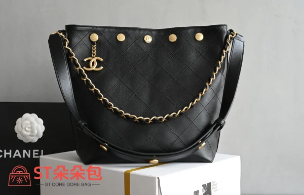 高仿香奈兒/Chanel Hobo系列 黑色菱格紋單肩包：圖片 2