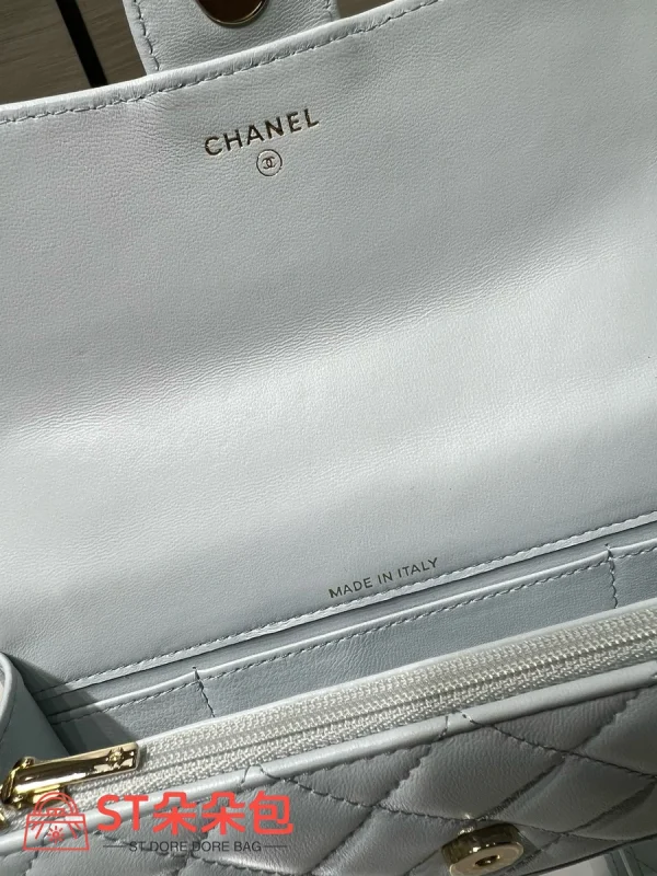 高仿香奈兒/Chanel Classic Flap 經典迷你口蓋包 淺藍色：圖片 10