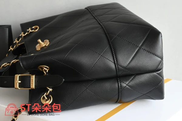 高仿香奈兒/Chanel 經典款菱格紋Hobo手提肩背包黑色：圖片 4