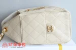 高仿香奈兒/Chanel 22系列 抽繩水桶包 米白色：圖片 4