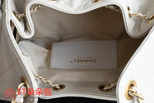 高仿香奈兒/Chanel 22系列 抽繩水桶包 米白色：圖片 10