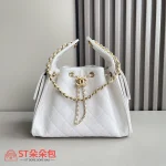 高仿香奈兒/CHANEL 25C Hobo 肩背包｜魚子醬小牛皮白色：圖片 2