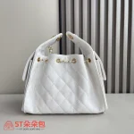 高仿香奈兒/CHANEL 25C Hobo 肩背包｜魚子醬小牛皮白色：圖片 10