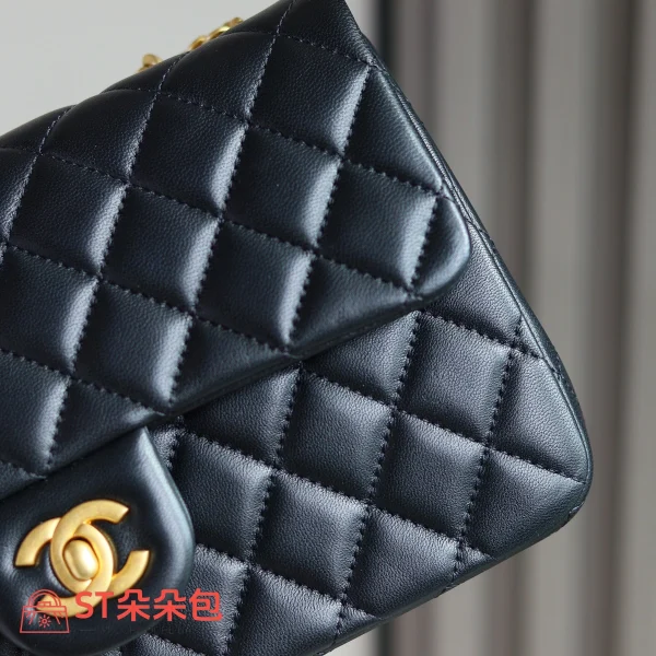 高仿香奈兒/Chanel CF山茶花系列 小號黑色鏈條包：圖片 6