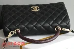高仿香奈兒/Chanel Deauville 菱格紋手提肩背包 黑色：圖片 6