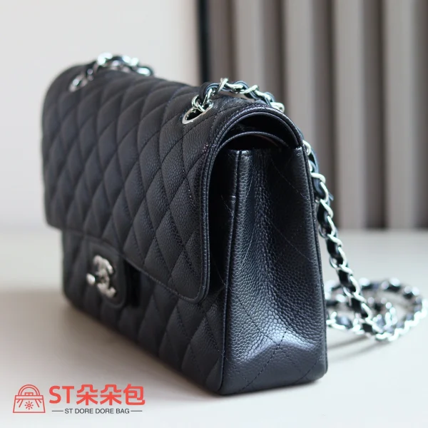 高仿香奈兒/Chanel Classic Flap 單肩包 深藍色荔枝紋牛皮：圖片 4