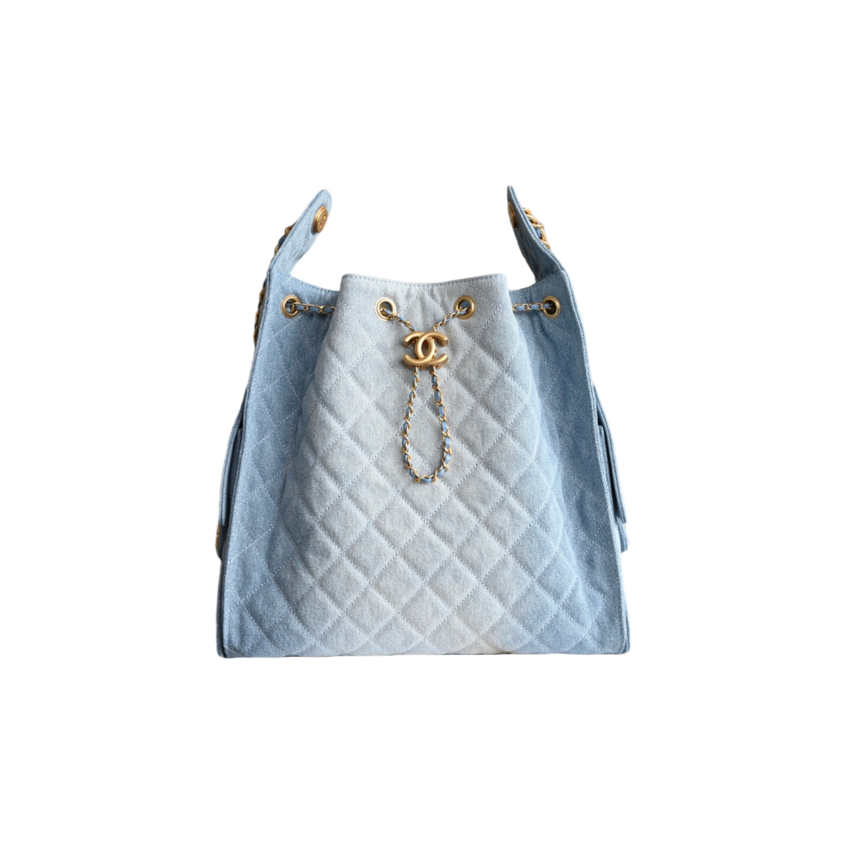 WWUEjNhxjrb6Buv_0_1 高仿香奈兒/Chanel Deauville 抽繩水桶包 牛仔藍:圖片 1
