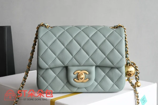 高仿香奈兒/Chanel Classic Flap Mini（方胖子）淡青色：圖片 2