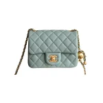 高仿香奈兒/Chanel Classic Flap Mini（方胖子）淡青色