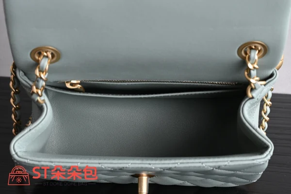 高仿香奈兒/Chanel Classic Flap Mini（方胖子）淡青色：圖片 10