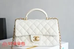 高仿香奈兒/Chanel Classic Flap 白色帶手提菱格紋單肩包：圖片 2