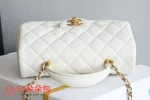高仿香奈兒/Chanel Classic Flap 白色帶手提菱格紋單肩包：圖片 6
