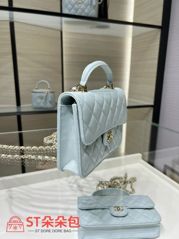 高仿香奈兒/Chanel Premiere 淺藍色Première手袋：圖片 4