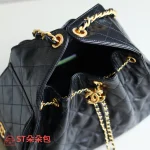 高仿香奈兒/CHANEL 25C Hobo 肩背包 黑金 Onda Verde小牛皮：圖片 4