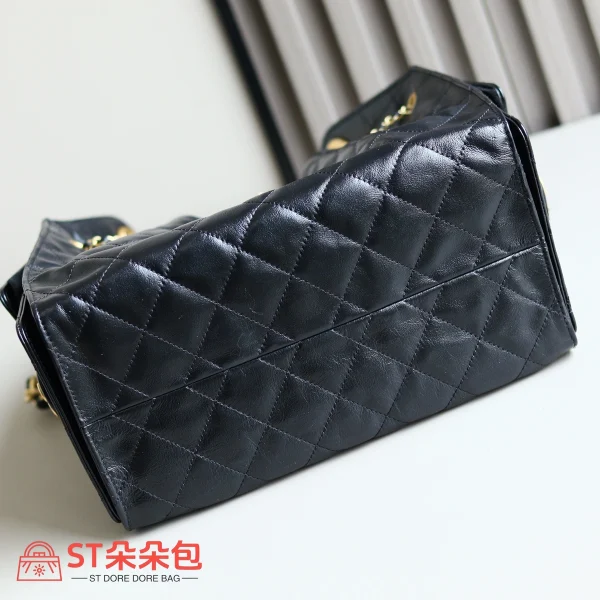高仿香奈兒/CHANEL 25C Hobo 肩背包 黑金 Onda Verde小牛皮：圖片 6