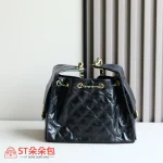 高仿香奈兒/CHANEL 25C Hobo 肩背包 黑金 Onda Verde小牛皮：圖片 10