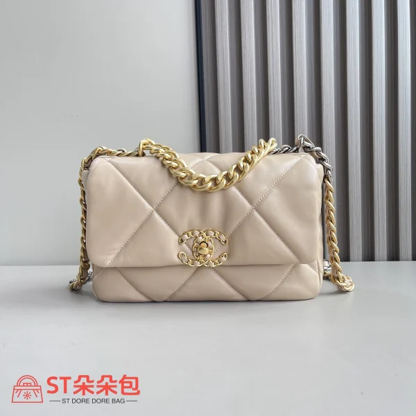 高仿香奈兒/Chanel 19 小號肩背包｜粉紅山羊皮×24K做舊鍍金五金：圖片 2