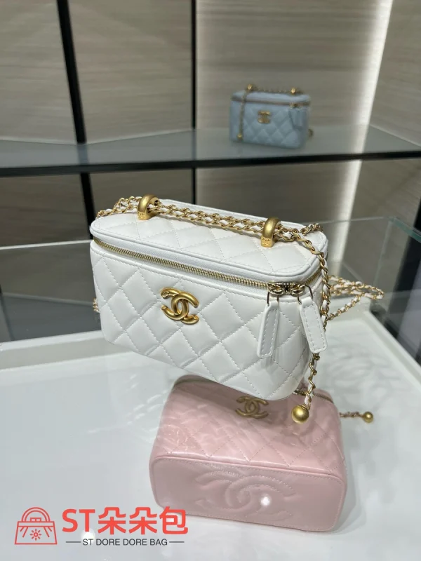 高仿香奈兒/Chanel Vanity Case 白色方形鏈條小箱子包：圖片 7
