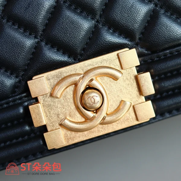 高仿香奈兒/Chanel Le Boy 黑色羊皮單肩斜挎包：圖片 3